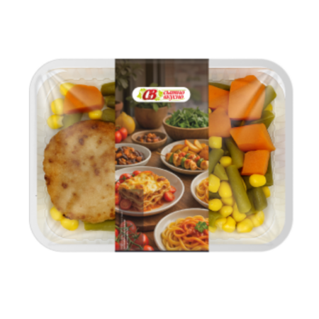 Котлета куриная с овощами запеченными