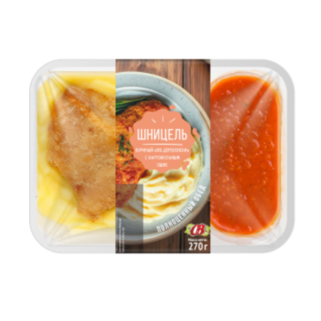 Шницель куриный «по-деревенски» с картофельным пюре